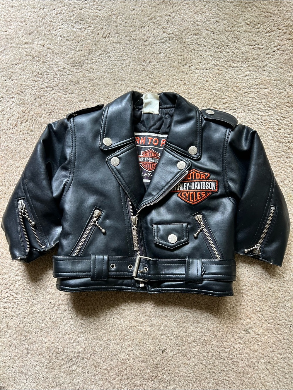 Harley-Davidson Black Jacket with Embroidered Orange Patch Accents 18M